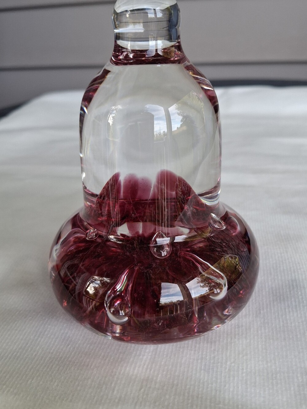 Joe Rice, Handblown Deep Pink, Art Glass Paperweight.